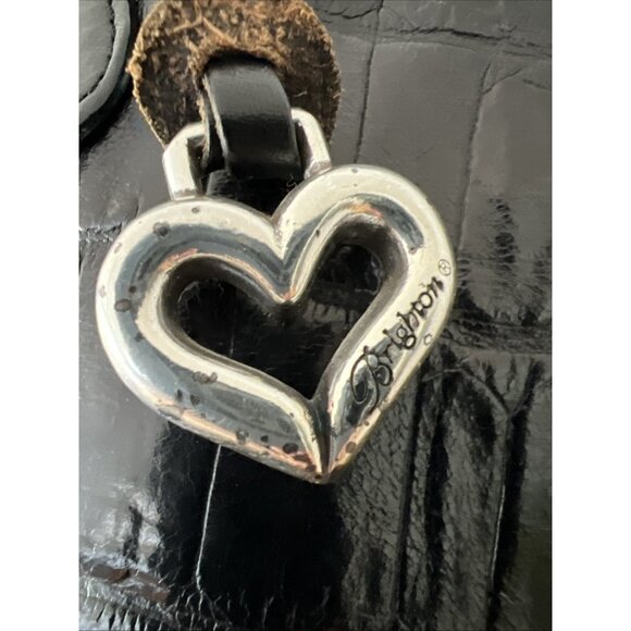 Brighton Croc Embossed Leather Handbag Hand Shoulder Bag Heart Charm Purse - Picture 7 of 16